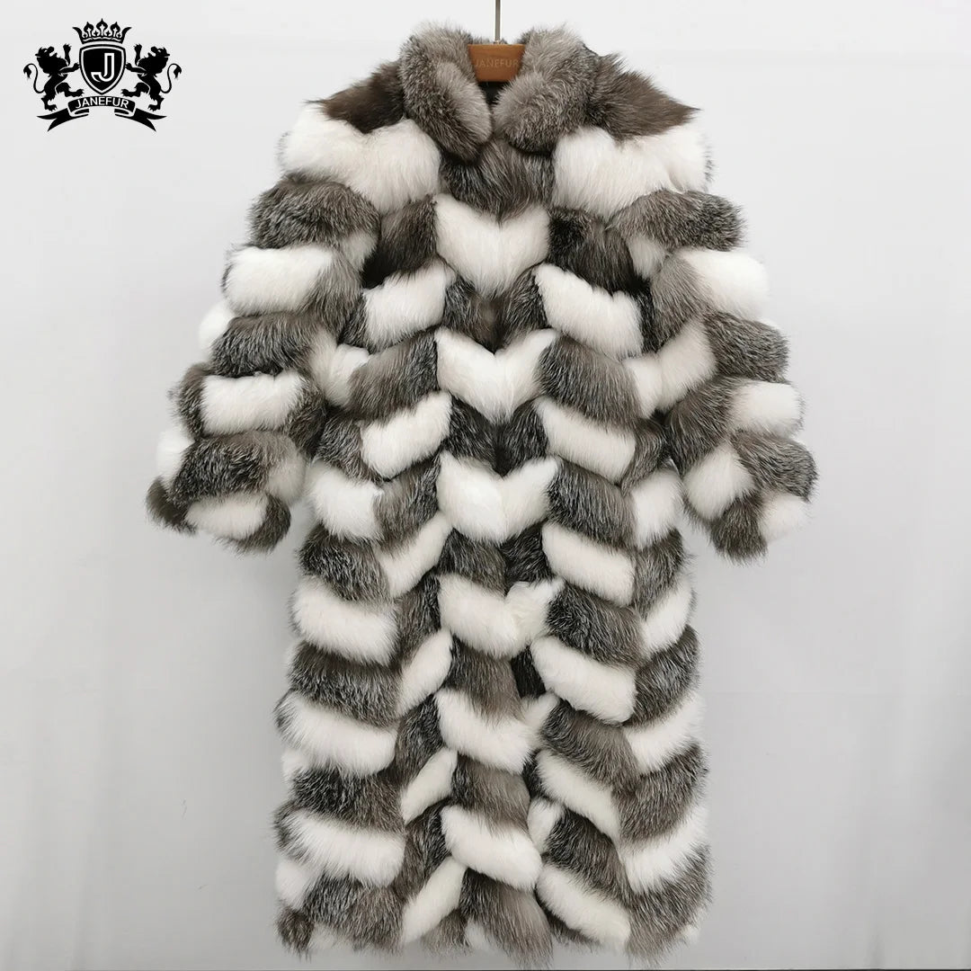 Men Thick Winter Clothing Long Crop Fur Jacket Trendy Custom Ladies Warm Natural fox Fur Coat