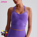 Janya Women's Workout Clothing Breathable Sleeveless Gym Fitness Sports Top Quick Dry V Neck Halter Yoga Tank Top for Adults