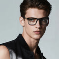 MS 93537 Men's Large Square Blue Rectangle Reading Glasses Optical TR90 TR Acetate Frames Fashionable Blue Rectangle Eyeglasses MegaBDM