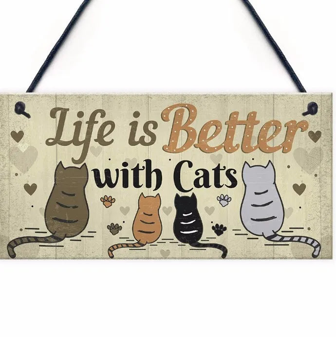 Wooden Handicrafts New Products Wooden Listings Home Decor Cat Lovers Logo Hanging Tags Wooden Sign Board