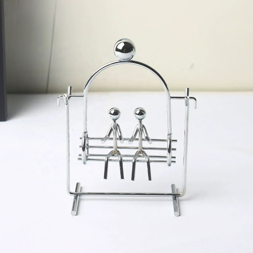 Creative Modern Metal Swing Design Balance Art Decor Physics Weightlifter Art Balance Toy Decompressive Home Office Ornament