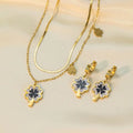 2024 New Fashion Women Lucky  Clover Jewelry Set Luxury Gold Plated Stainless Steel Necklace Earrings