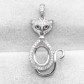 Sterling Silver 7*9mm Semi Mount Pendant Empty Frame Blank Support Setting S925 Base Holder Without Center Stone for DIY Inlay