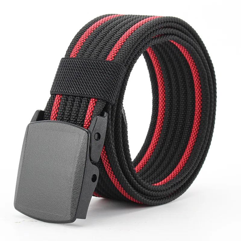 Good Looking Webbing Reticulate Pattern Men Belt Nylon With Plastic Buckle