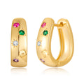 Women's Geometric Elegant Hoop Earrings Gold-Plated Brass Colorful Cubic Zirconia Rhinestones Trendy Jewelry for Party & Wedding