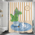 Small Fresh Style Home Bathroom Polyester Waterproof Shower Curtain Wholesale Art Painting Bath Curtain with Flower Cat Design