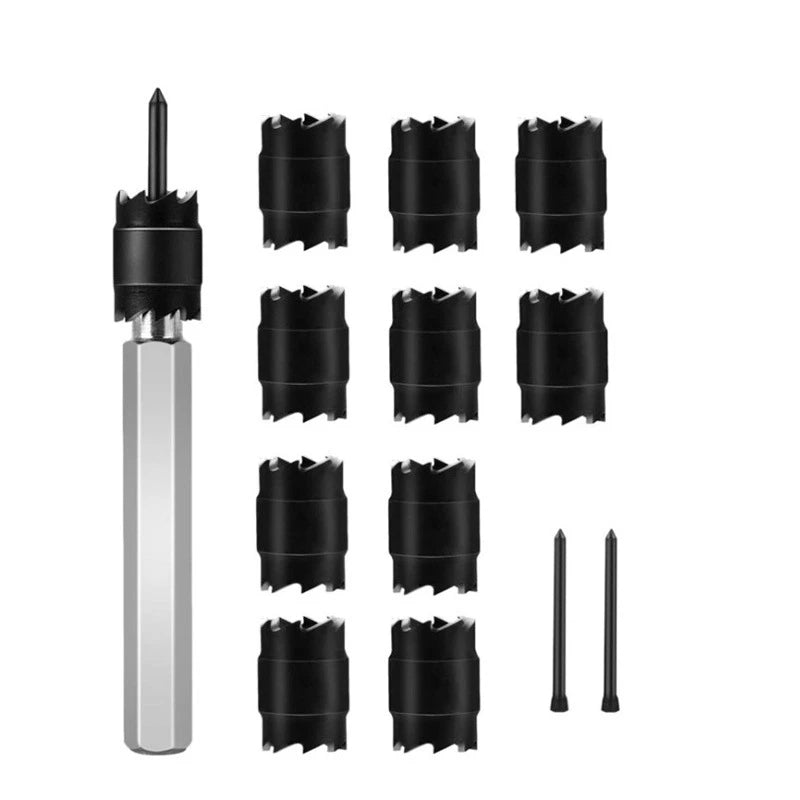 13Pc Spot Weld Cutter Sets Double Sided 3/8 HSS Spot Drill Bits Hex Sheet Metal Hole Cutter Remover for Power Drill Spot Welding