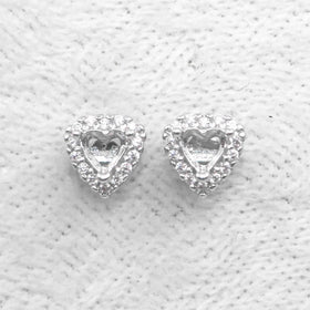 Sterling Silver 4mm/5mm/6mm Semi Mount Stud Earrings Empty Support Blank Setting S925 Base Without Center Stone for DIY Inlay