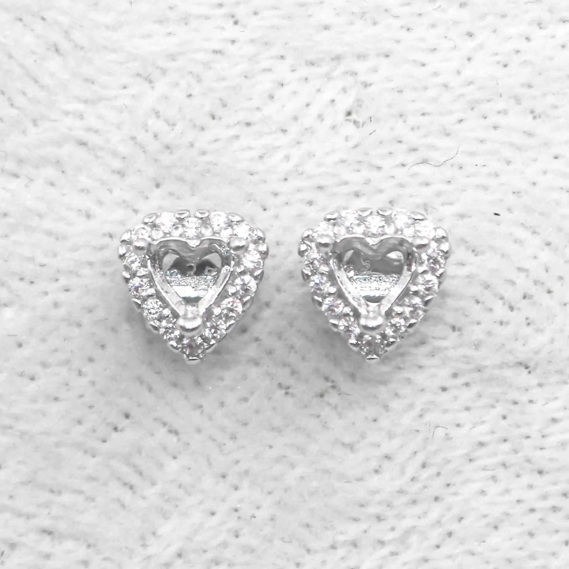 Sterling Silver 4mm/5mm/6mm Semi Mount Stud Earrings Empty Support Blank Setting S925 Base Without Center Stone for DIY Inlay