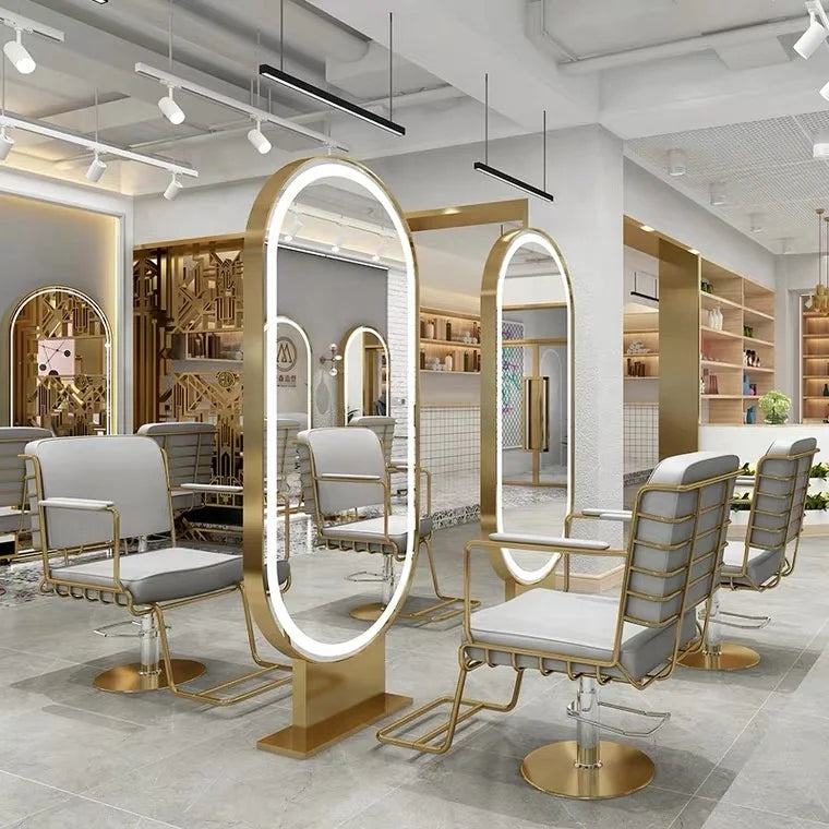 Modern Design Beauty Salon Chair and Mirror Set Furniture Durable Glass Material for Workshop Use