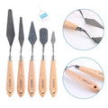 SINOART 5pcs Palette Knives Set Painting Stainless Steel Spatula for Metal Knives Wood Handle