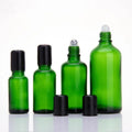 In Stock 5ml 10ml 15ml 20ml 30ml 50ml 100ml Green Glass Essential Oil Roll on Bottle With Steel/glass Roller and Black Cap