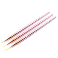 3Pcs Plating Pink Mixed Sizes Acrylic Liner Brush Set Drawing Painting Flowers Lines Nail Gel Brush