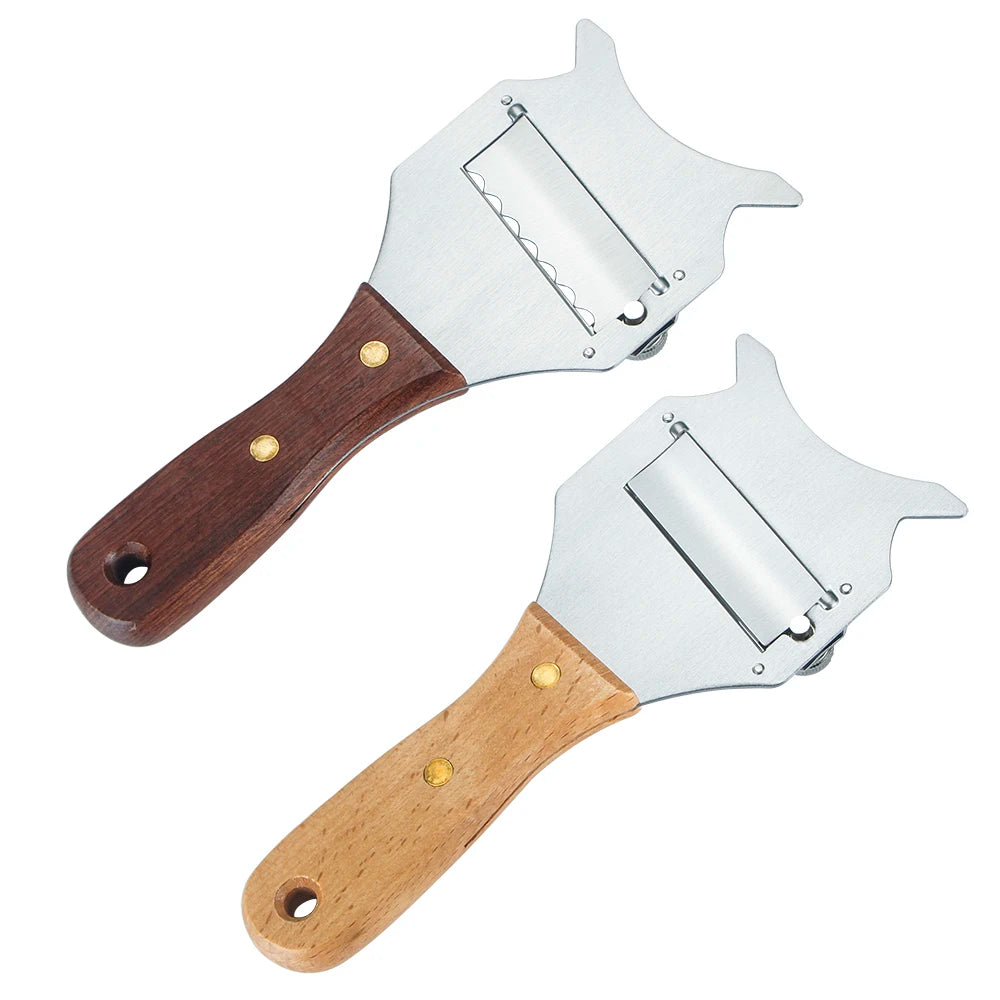 Adjustable Stainless Steel Cheese Truffle Peeler Cutter Slicer with Wood Handle