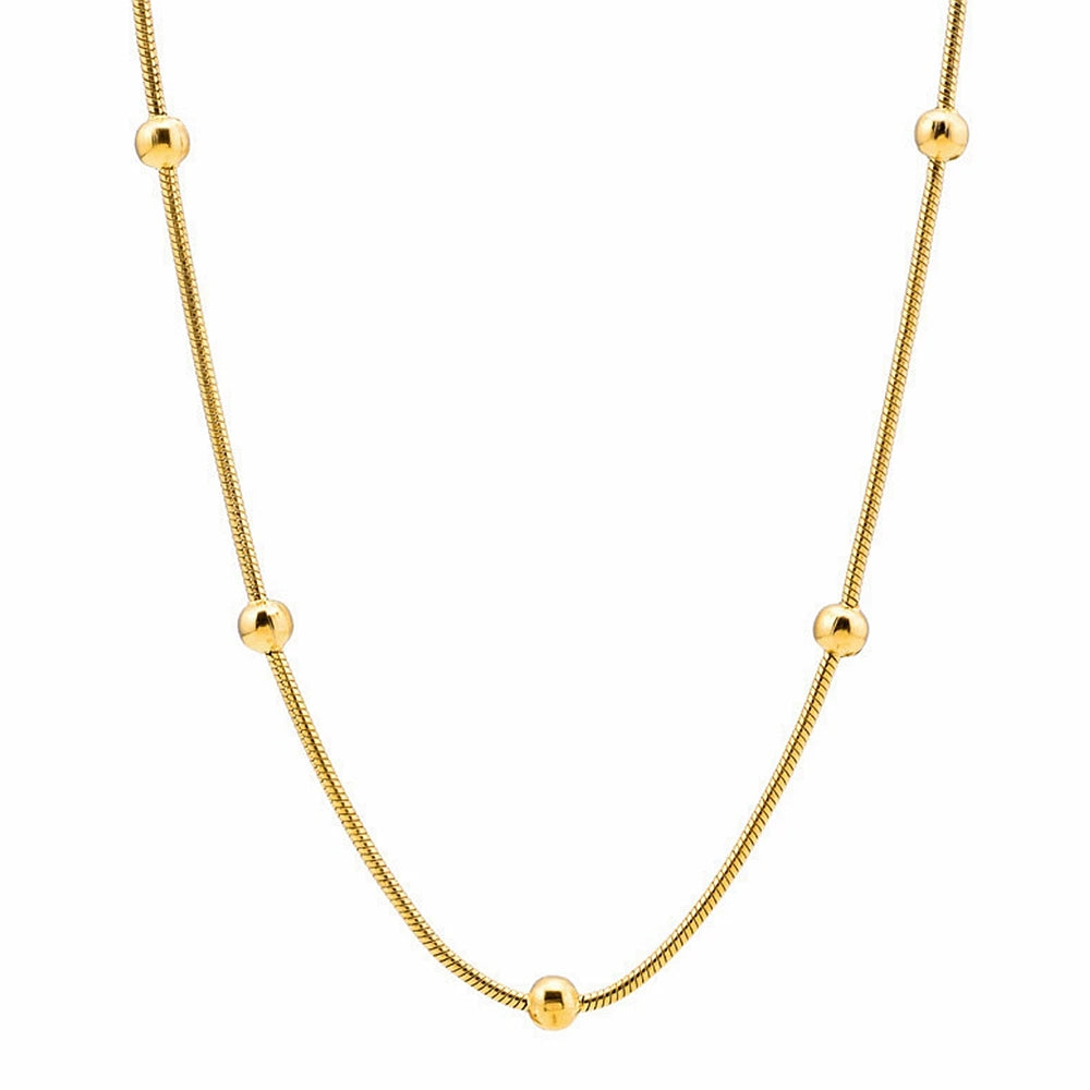 MECYLIFE Minimalist Snake Chain Necklace 18K Gold Necklace Women Stainless Steel Bead Snake Chain Clavicle Jewelry