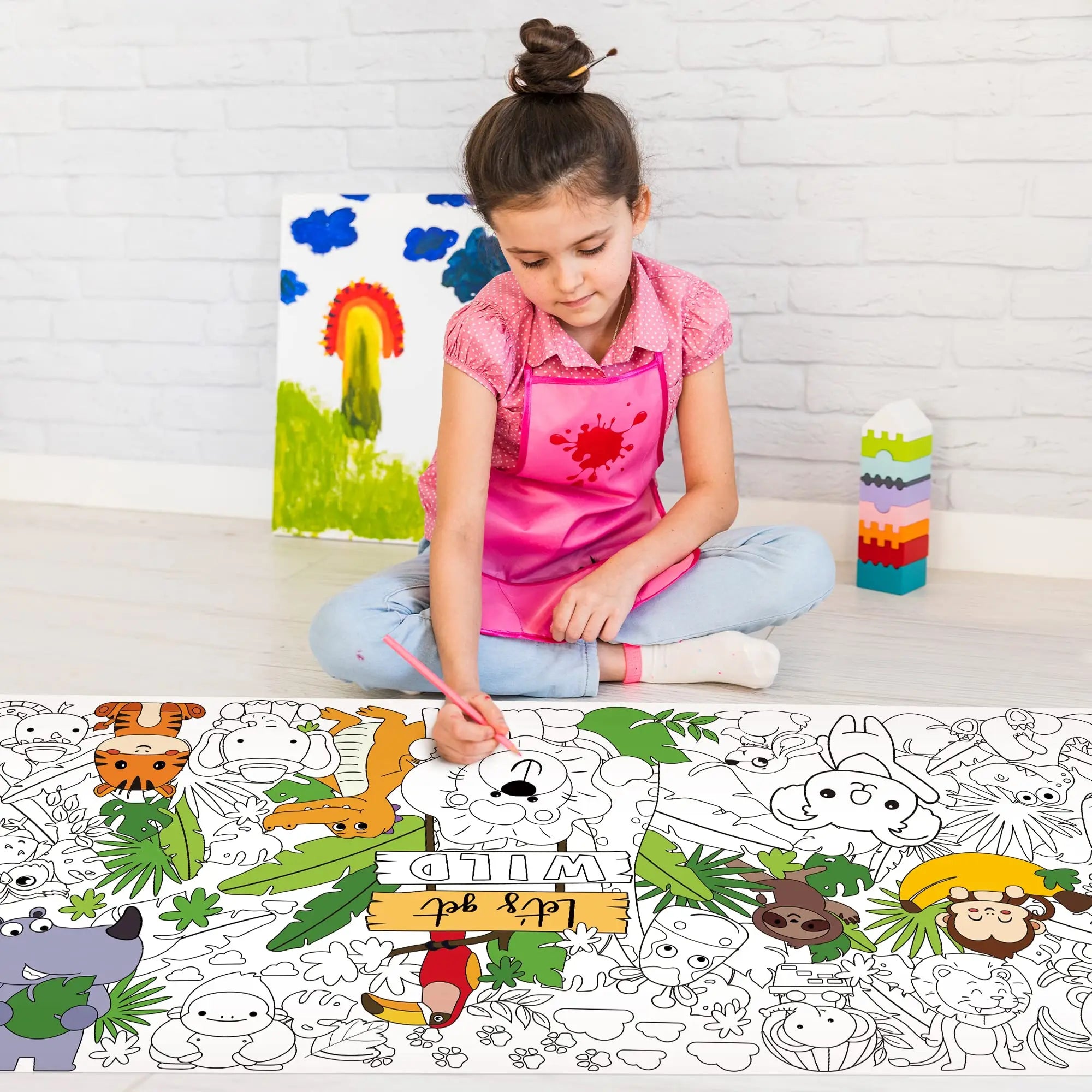 Custom Logo DIY Painting & Coloring Roll Children's Drawing Paper with Color Filling Flexographic Printing Poster