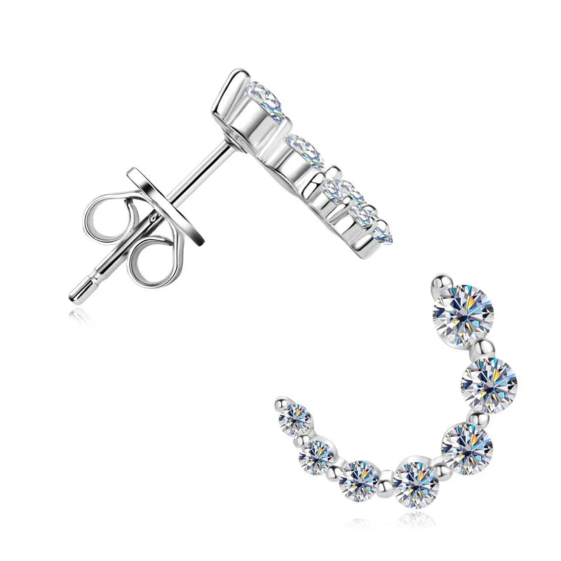 Fine Jewelry Grade D Moissanite Diamond Earrings 925 Sterling Silver 0.36*2ct Moissanite Hoop Earrings