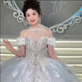 S8998F 2024 Super Immortal Dream Shoulder Heavy Worker Elegant Wrap Waistline Lace Decoration Ladies' Tail Temperament Dress