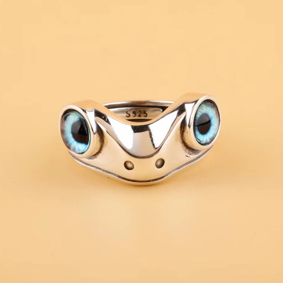 Vintage Antique Silver Plated Adjustable Cute Frog Shaped Rings Jewelry for Women Ladies