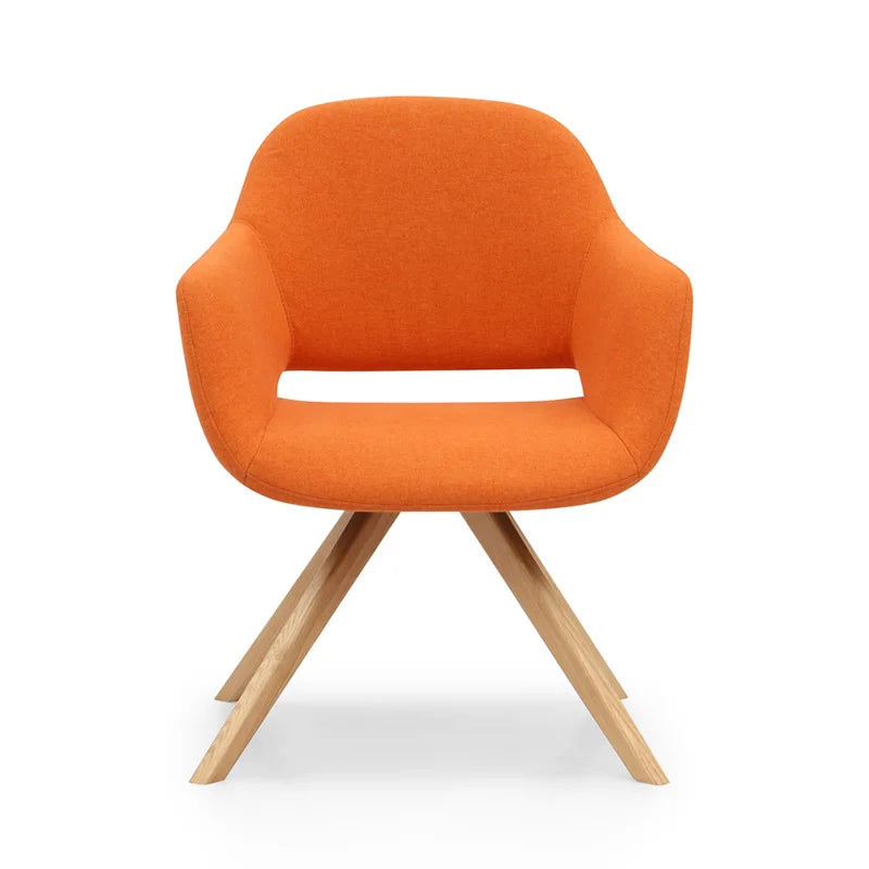Nordic Living Room Dining Chair Single Bedroom Velvet Leisure Chair Lounge Chair with Wood Leg