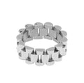 Watch Chain Design Foldable Adjustable Gold Color Hip Hop Iced Out Ring Men Gold Ring Men 10 Gram Gold Jewelry Men Ring