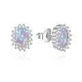 925 Sterling Silver Opal 4*6mm Oval Shape Small Jewelry Earring Stud