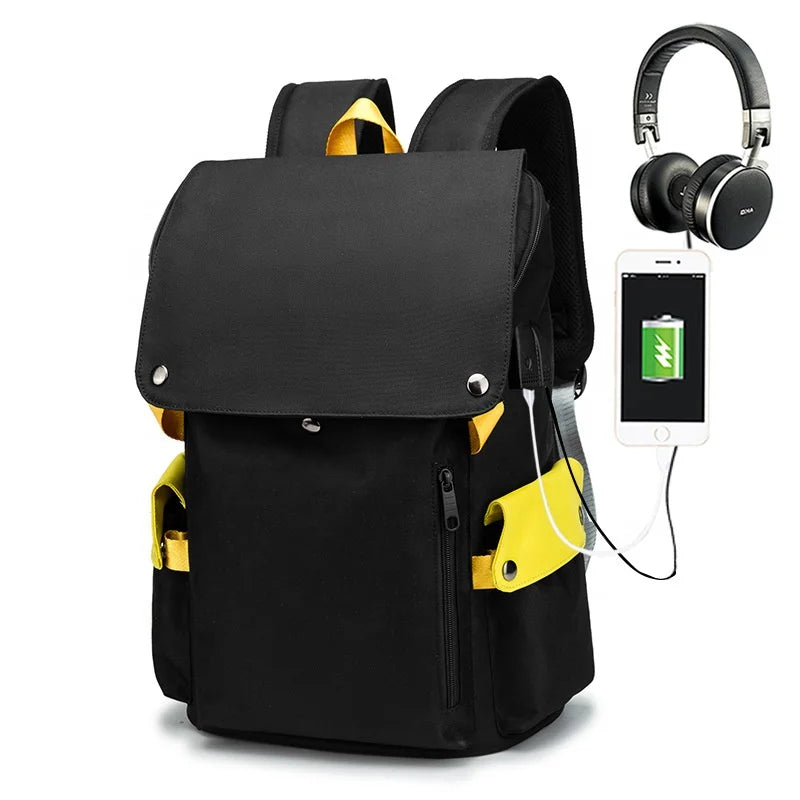 Korean Waterproof Custom Logo Fashion Student Backpack School Bags High School College Outdoors Travel Anti-Theft USB 18/15
