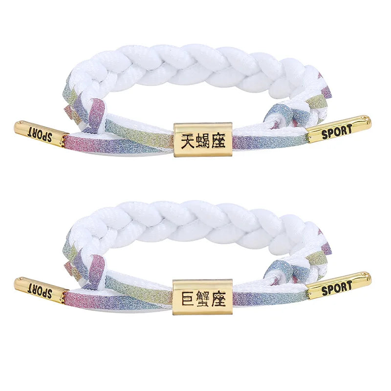 Hot Sale Handmade Woven Fashion Charm Bracelets Boy Girl Bangles with Chinese Words Shoe Lace Bracelets Horoscope Jewelry