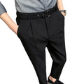 New Casual Loose Men's Nine Point Trousers Solid Color Micro-elastic Breathable Large Size Straight Suit Pant