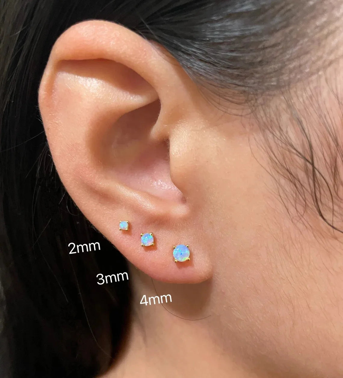 Minimalist Simple Stud Geometric Jewellery S925 Sterling Silver Round Opal Earrings