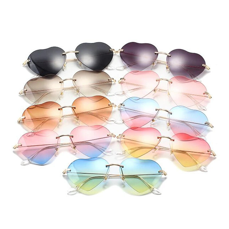 5274 New Fashion Adult Women Small Heart Shape Frameless Sunglasses