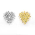 18K Brass Gold Plated Trendy Heart Pendant Charm with Cubic Zirconia for Jewelry Making