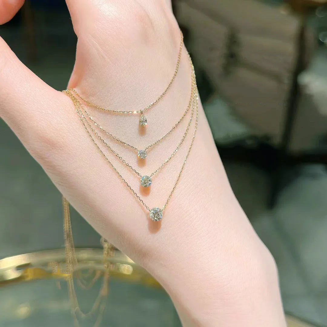 New Fashion Metal Silver Womens Jewelry Zircon Chain Necklace Diamond Gold Plated Beaded Rhinestones Pendant Necklaces