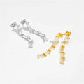 FUAMAY Custom 18K Gold Plated Drop Baguette Tennis Earrings 925 Solid Silver Long 35mm Baguette Tassel Chain Earrings