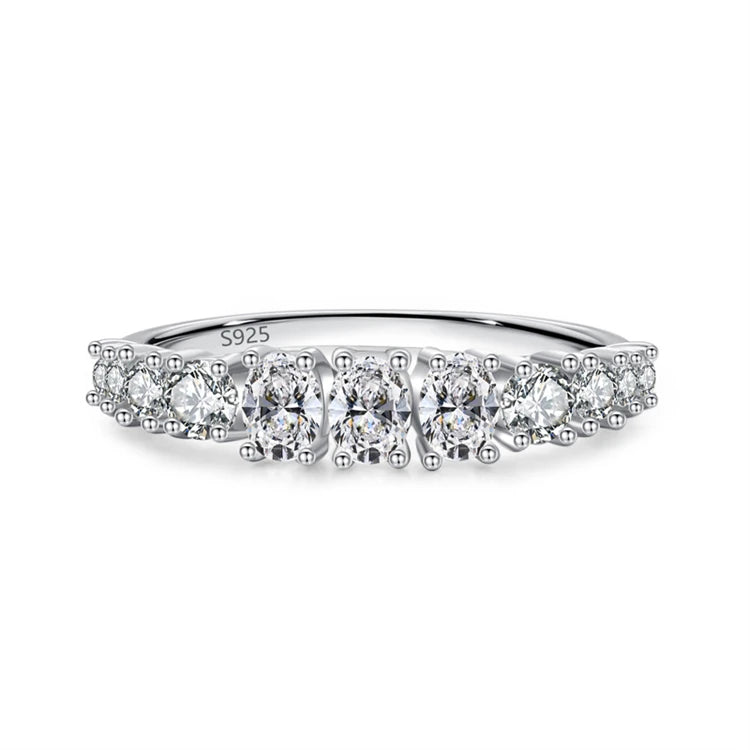 Fine jewelry 925 sterling silver row zircon diamond eternity rings for women