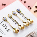 Factory Direct Supply Gold Vintage Coffee Spoon Creative Light Luxury Cutlery Fruit Ice Cream Ceramic Stainless Steel Spoon