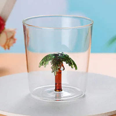 Hot Sale Glass Coffee Mug With 3D Plant Tree Inside Cup Cartoon Figurine Teacup Christmas Birthday Valentine's Day Gift