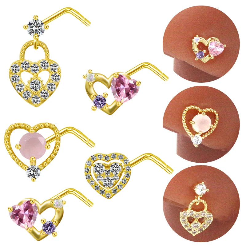 Gaby Surgical Steel Heart Nose Piercing Stainless Steel Nose Rings for Women Wholesale Body Piercing Jewelry