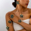 Qingdao Jewelry Source Wholesale 6-Piece Romantic Oil Drop Flower Shape Set for Women Trendy Cross-Border E-commerce