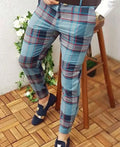 Hot Sale Men's Plaid Dress Pants High Quality Mid Waist New Design Casual Office Trousers