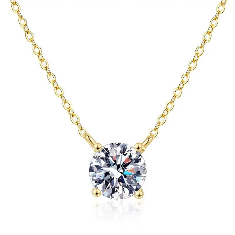 Wholesale D Color 1CT 2CT 3CT 5CT Moissanite Necklace Four Prongs 18K Gold Plated 925 Sterling Silver Jewelry for Women MegaBDM