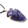 HZ Wholesale Stone Amethyst Arrowhead Gold Electroplated Edge Charm Pendant Stone Pendants Jewelry