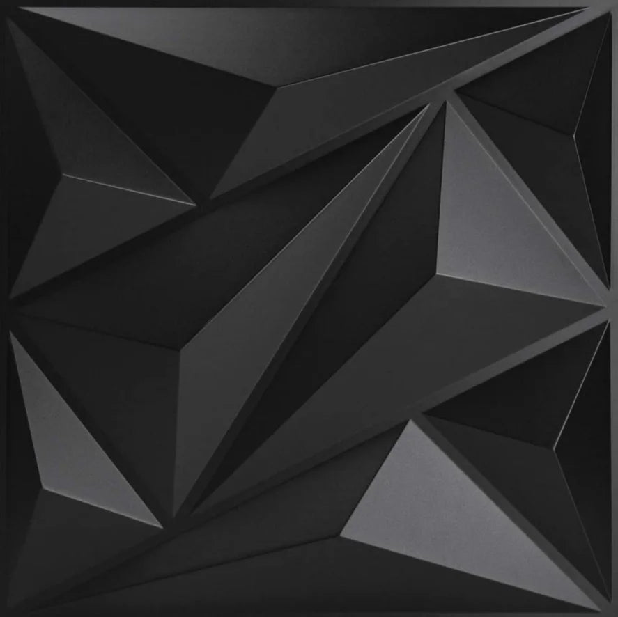 Geometric Wall Panels Interior Pvc Diamond  Design Matt Black Color 3d Wall Panels for Home Decoration