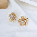 TongLing European Earring Alloy Fashion Statement Gold Plated Flower Pearl Rhinestone Stud Earring for Women