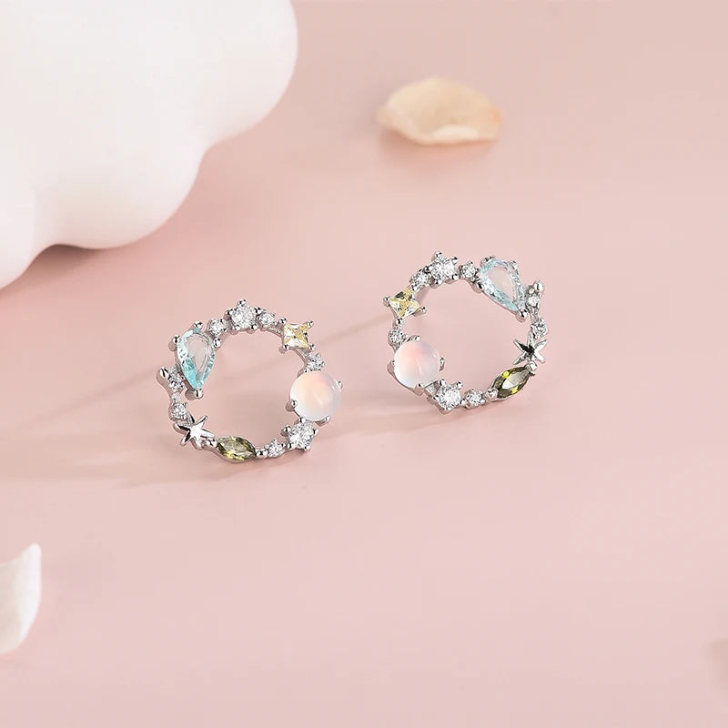 Wreath Earrings 925 Crystal Cz Stud Earring
