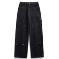 RNSHANGER Y2K Fashion Vintage Black Stacked Jeans Cargo Pants for Men Casual  Clothes Hip Hop Long Trousers Wide Leg Pant