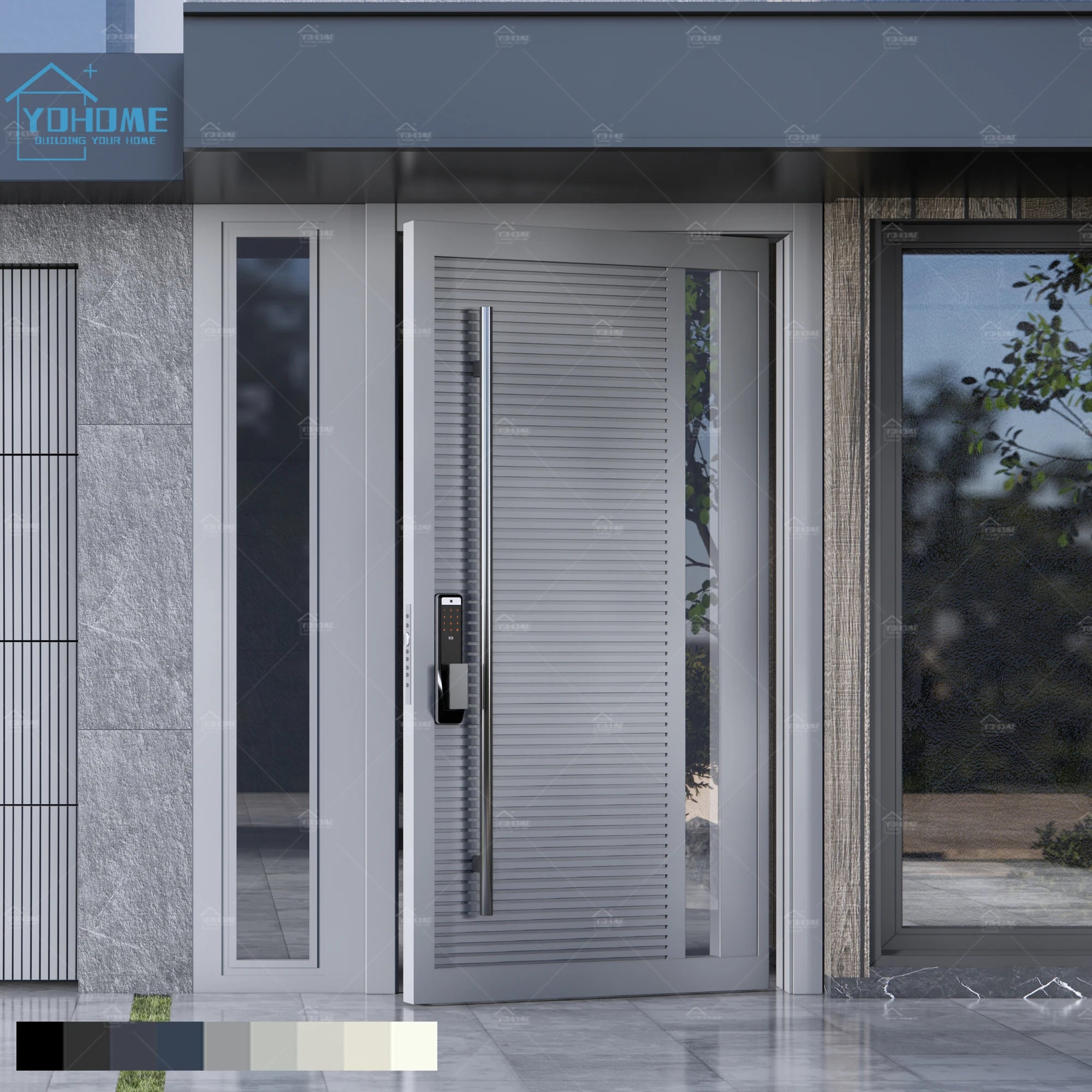 China Top Factory Custom Unique Entrance Doors Residential Security Pivot Doors With Modern External Entry Door