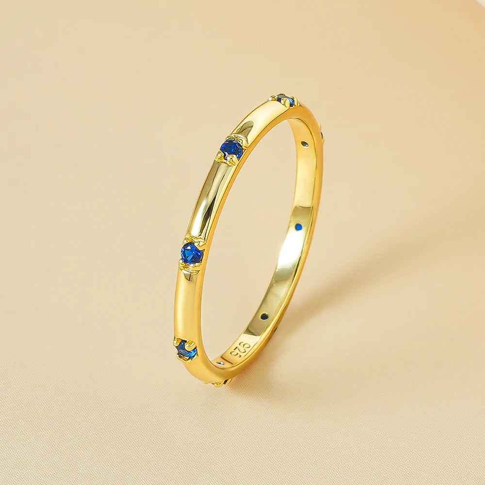 Wholesale Customized 925 Pure Silver Fine Ring Summer 3 Colors Zircon Diamond Minimalist Tiny Jewelry Unisex Stackable