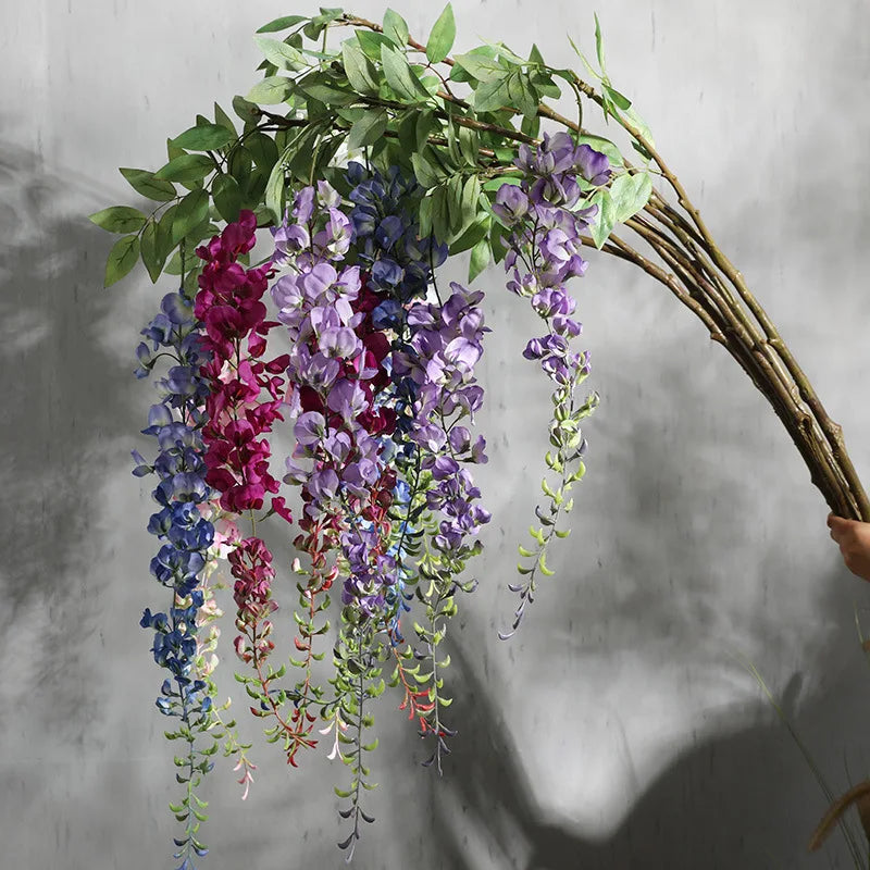JCF492 Long Wisteria Flower Artificial Wedding Hanging Ceiling Decoration Artificial Wisteria Silk Flower Pink Wisteria Ornament