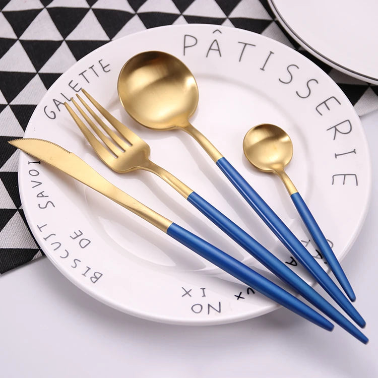 Jieyang Eco-Friendly Luxury High Quality Stainless Steel 304 Matte Gold Modern Flatware Set for Wedding